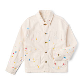 Lee X Melting Sadness Jackets Unisex Ivory Lapel Moderate Workwear