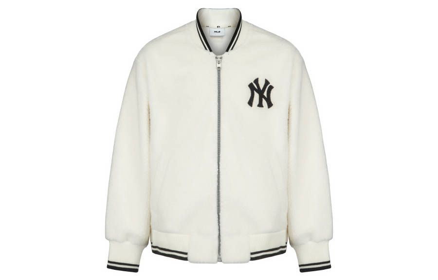 MLB New York Yankees Velvet Jackets Unisex Ivory White Baseball Collar Moderate