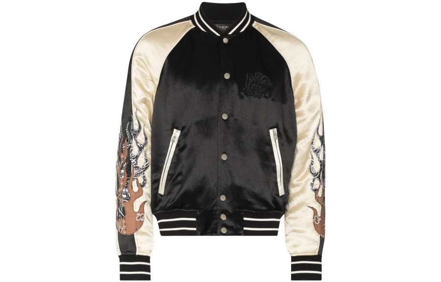 AMIRI AMIRI Satin Flames Souvenir Jacket