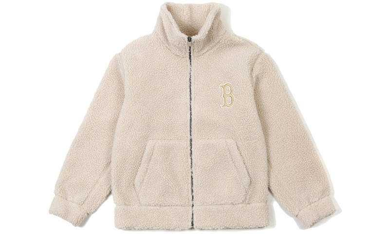 MLB MLB Velvet Jackets Unisex Beige Baseball Collar Thickened
