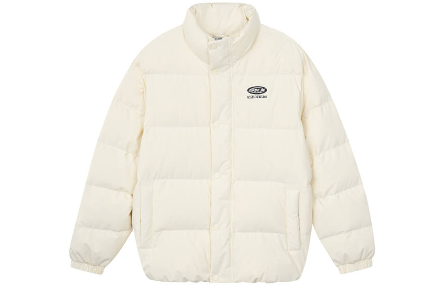 Skechers Down Jackets Unisex White/034H Stand Collar Moderate Other