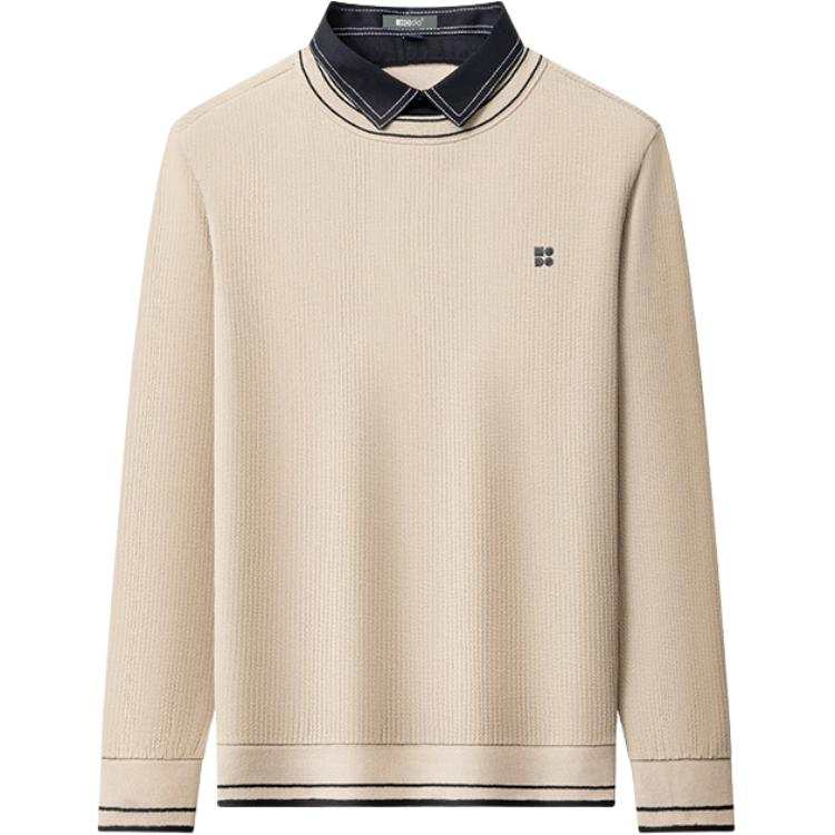 Hodo Sweatshirts Men's Shirt Collar Moderate Mock Two Piece