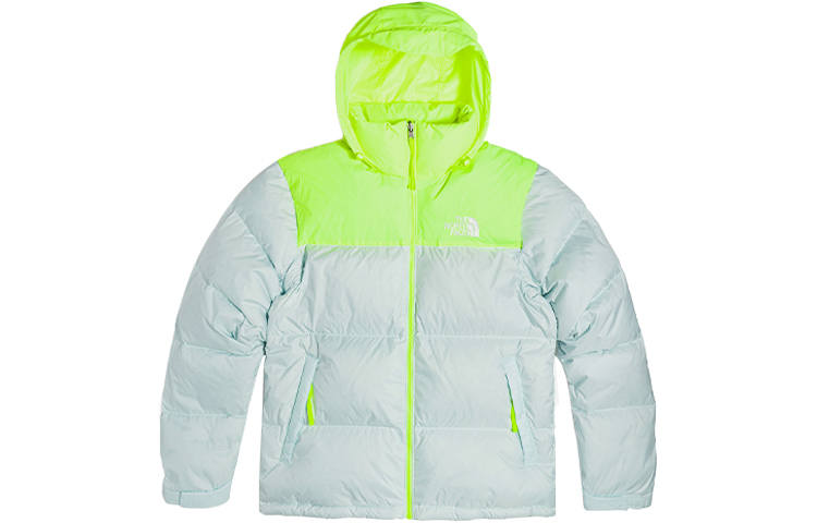 The North Face two-tone logo-print puffer jacket