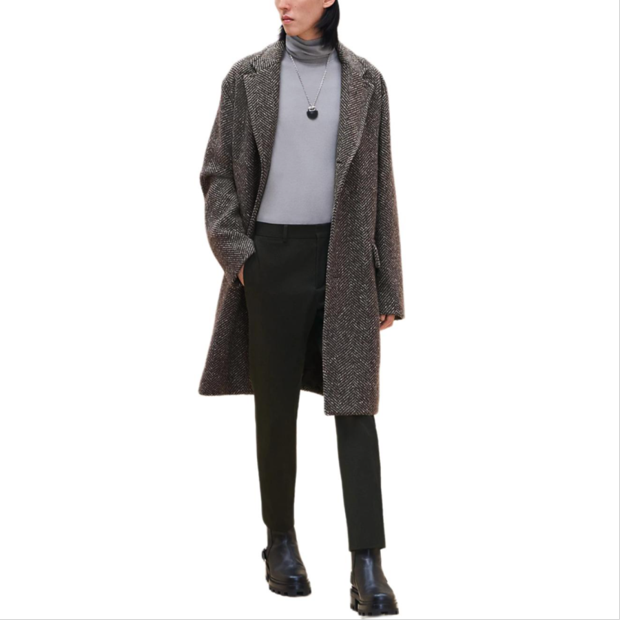 HERMES Coats Men's Dark Brown Moderate Straight Fit