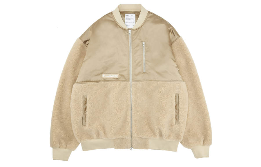 FPA Letter Solid Color Baseball Collar Loose Fit Moderate Puffer Jacket Unisex