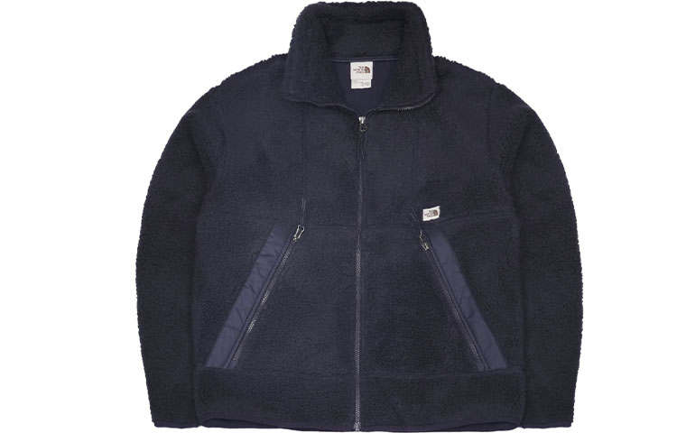 THE NORTH FACE Fleece Tops Unisex Dark Blue Stand Collar Moderate