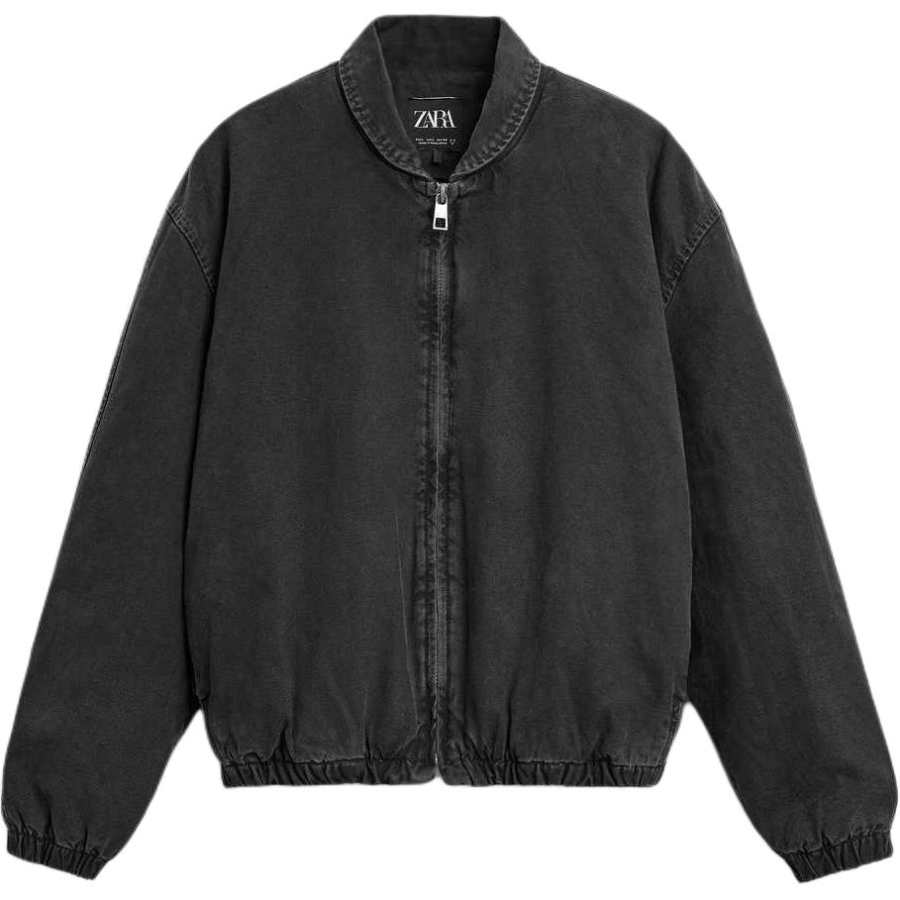 ZARA Denim Jackets Men's Black Baseball Collar Moderate Other