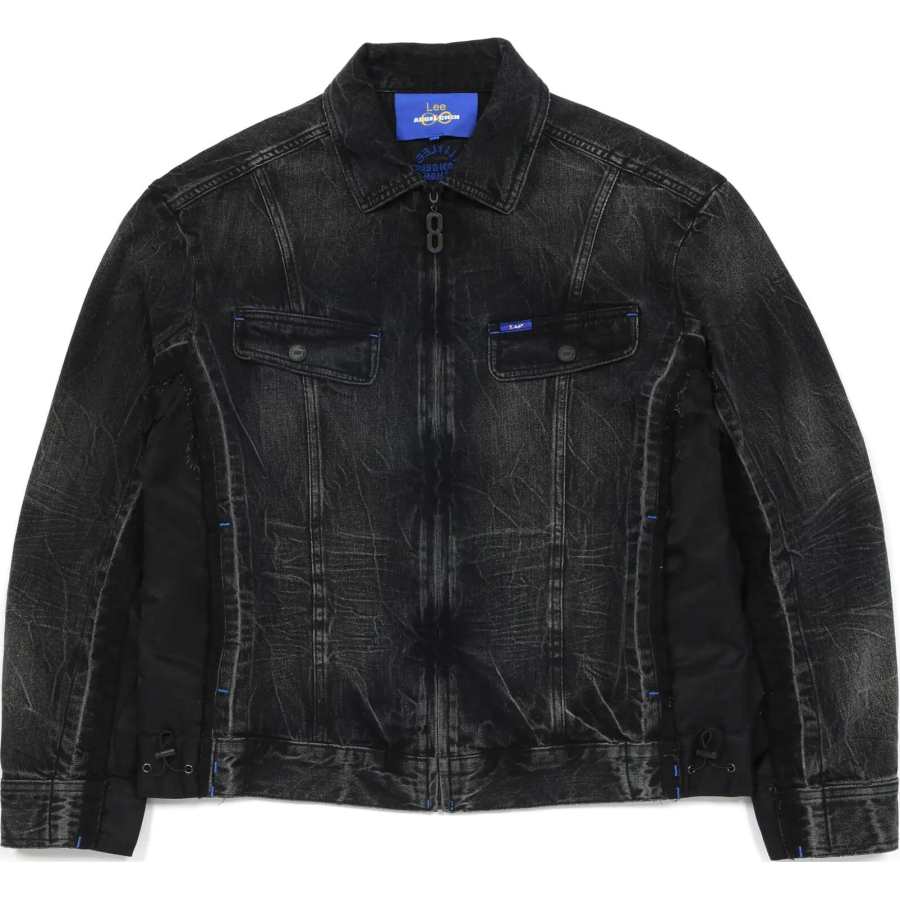 Lee X ANGEL CHEN ANGEL CHEN Denim Jackets Unisex Black Lapel Moderate Straight Fit