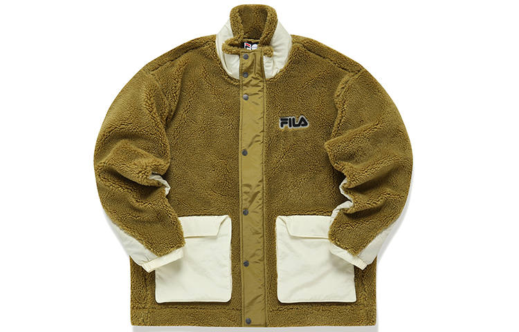 FILA FUSION TOKYO STUDIO Velvet Jackets Men's Umber Brown Stand Collar Moderate