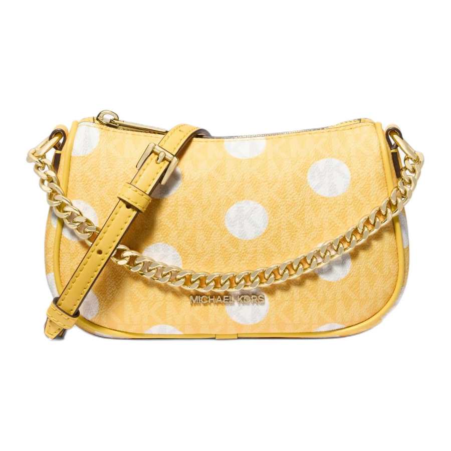 MICHAEL KORS Carmela Artificial Leather Portable Crossbody Bag, Shoulder Bag Small Women's Chrysanthemum Yellow & White