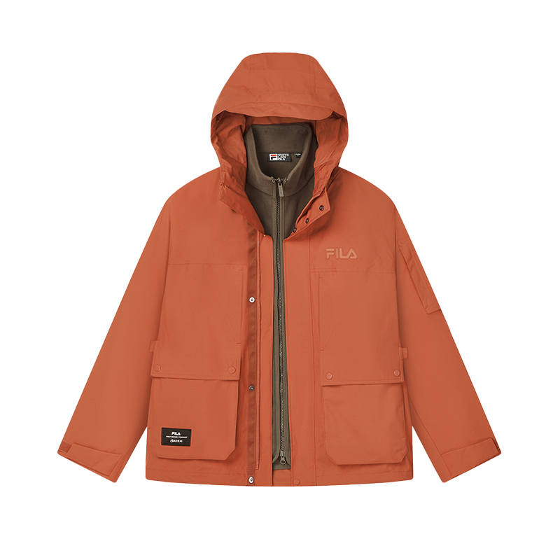 FILA Heritage Waterproof And Windproof To Keep Warm Windbreaker Jacket Men's Light Rusty Red
