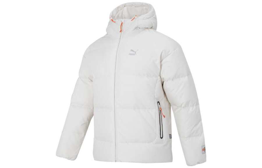 PUMA PUMA Down Jackets Men's White Hooded Moderate Down Jacket