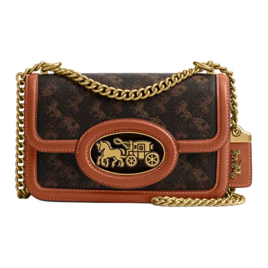 COACH Hero Coated Canvas Crossbody Bag, Shoulder Bag Small Women's Truffle With Amber