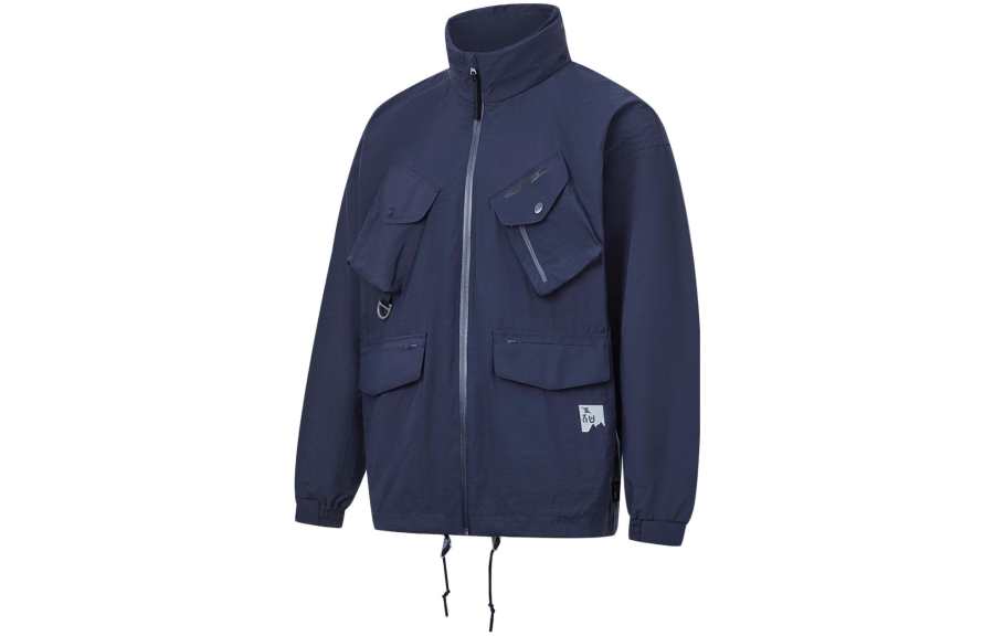 Li-Ning Li Ning Jackets Men's Ink Blue Stand Collar Moderate Workwear