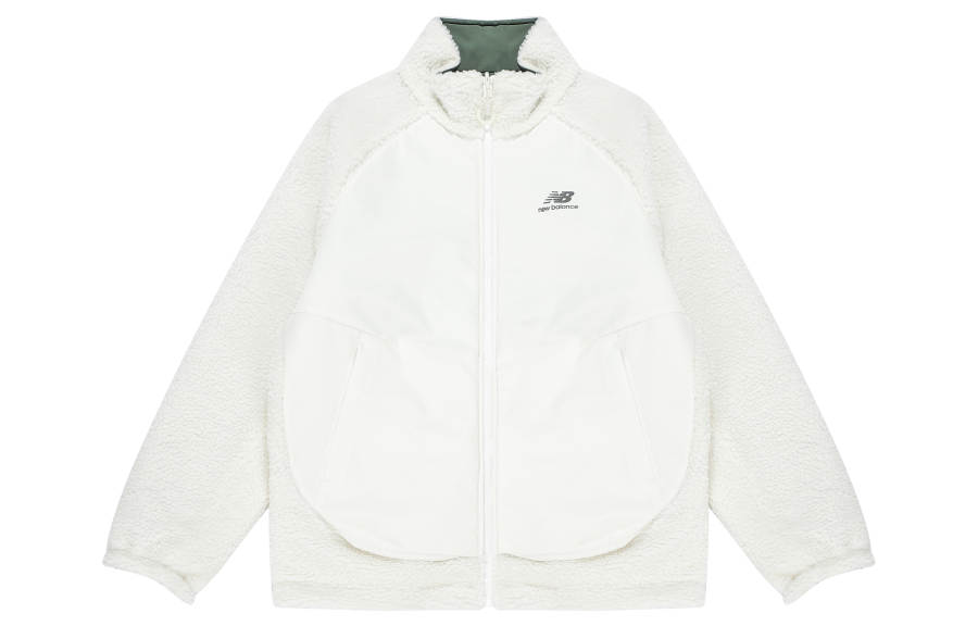 New Balance New Balance Velvet Jackets Unisex Ivory White Stand Collar Moderate