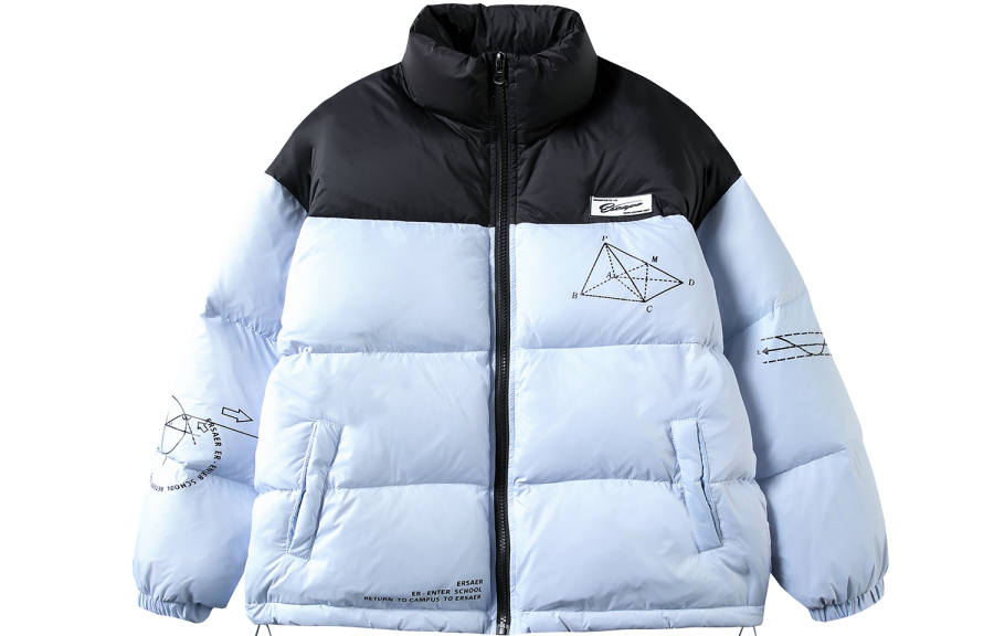 ER ER Down Jackets Unisex Stand Collar Without Hood Thickened Down Jacket