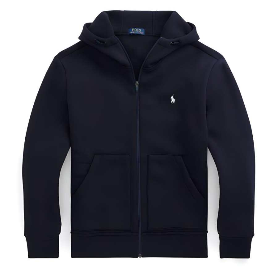 Polo Ralph Lauren FW23 Logo Embroidery Fleece Lined Hooded Long Sleeved Sweatshirt Men's Marine Blue