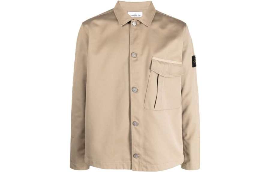 STONE ISLAND Jackets Men's Light Umber Lapel Moderate Straight Fit