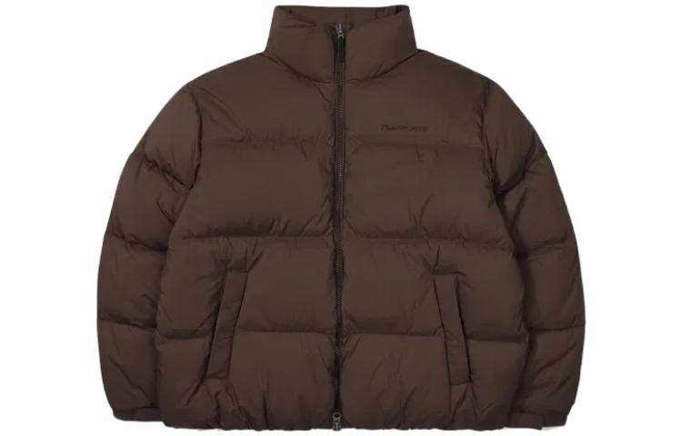 FILA Down Jackets Unisex Dark Brown Stand Collar Moderate Puffer Jacket