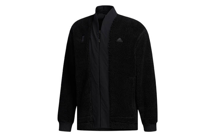 Adidas Adidas Velvet Jackets Men's Black Stand Collar Moderate