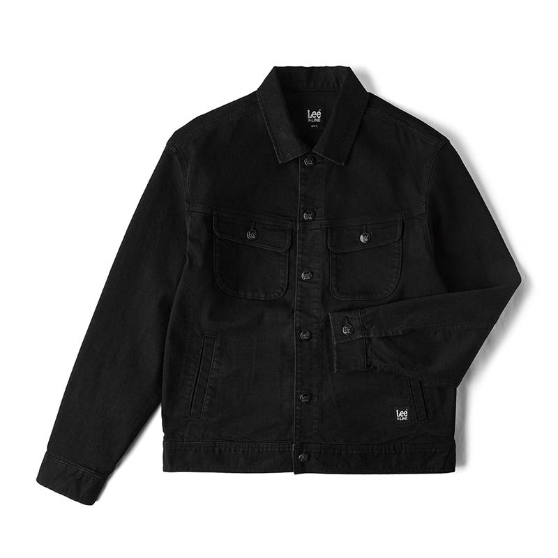 Lee Lee Denim Jackets Men's Black Lapel Moderate Straight Fit