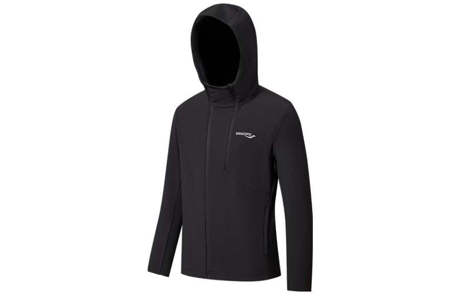 Saucony Jackets Men's Jet Black Hooded Thickened Other
