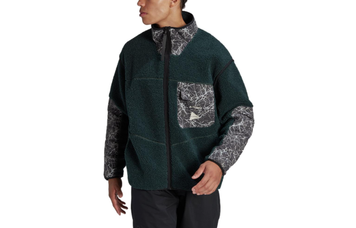 Adidas Adidas X And Wander Velvet Jackets Men's Green Stand Collar Moderate