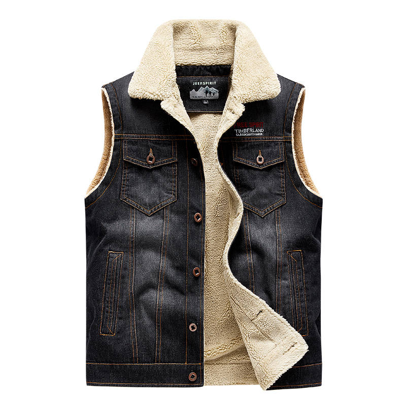 JEEP SPIRIT Vests Men's Lapel Moderate Denim