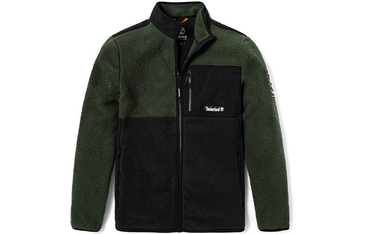 Timberland Velvet Jackets Men's Green Stand Collar Thickened
