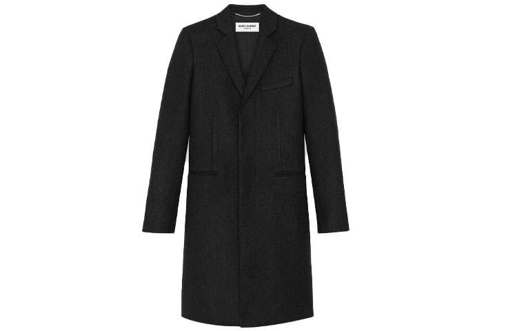 SAINT LAURENT Coats Men's Black Suit Collar Moderate Straight Fit