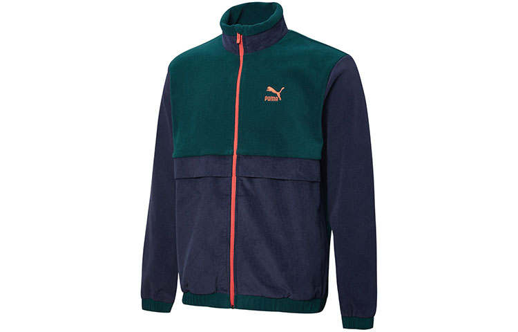 PUMA Velvet Jackets Men's Tweed Blue Stand Collar Thickened