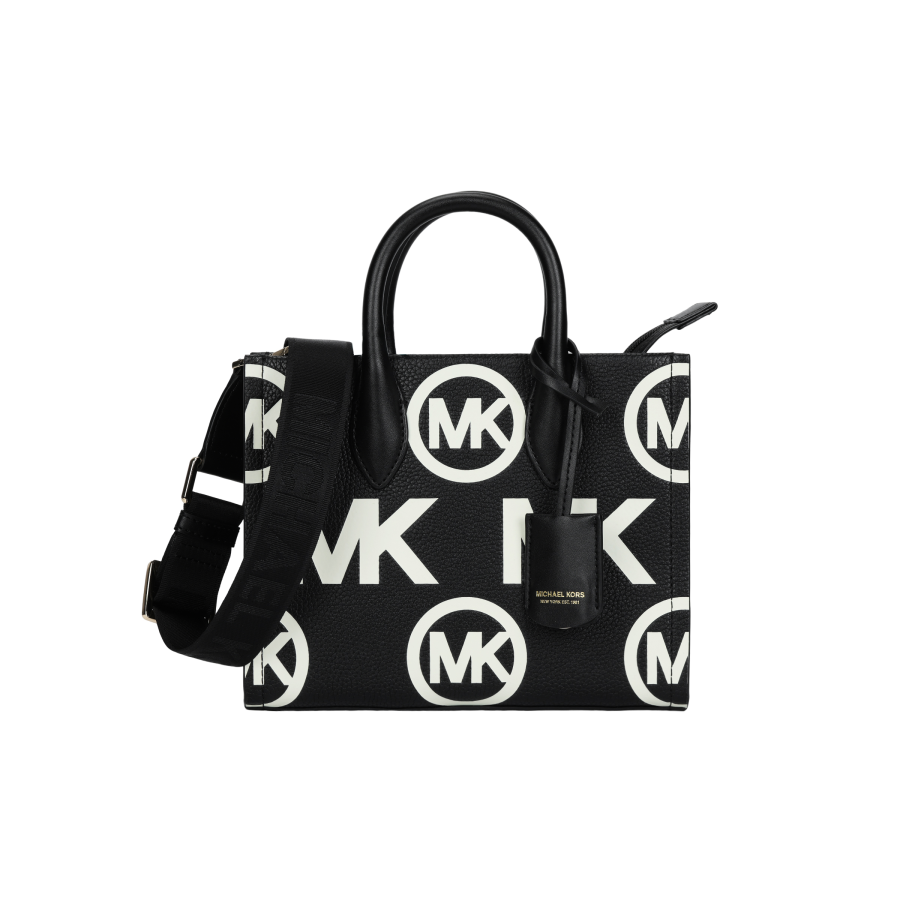 MICHAEL KORS Mirella Leather Tote Bag, Shopping Bag, Handbag, Shoulder Bag, Crossbody Bag Small Women's Black