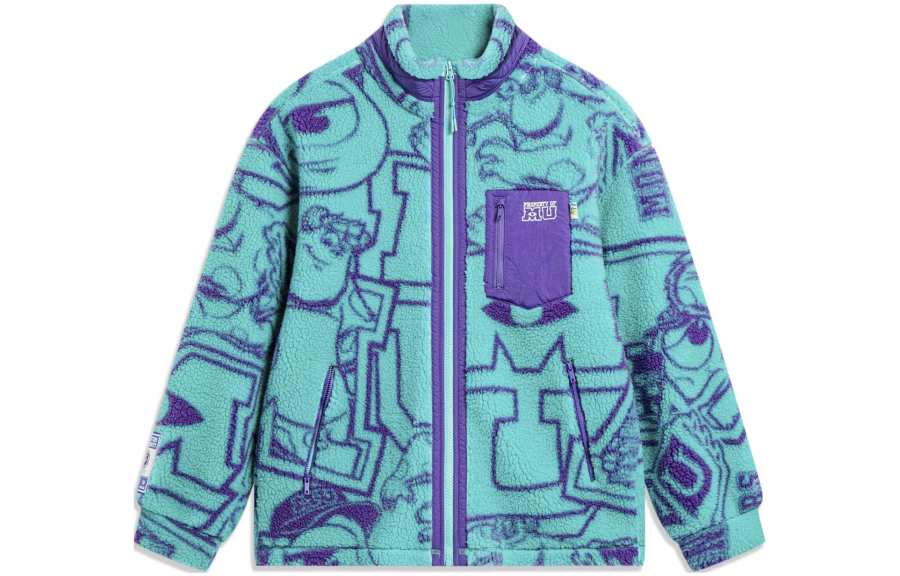 Li-Ning Li Ning Velvet feel Coat Men's Ice Porcelain Green Full Print