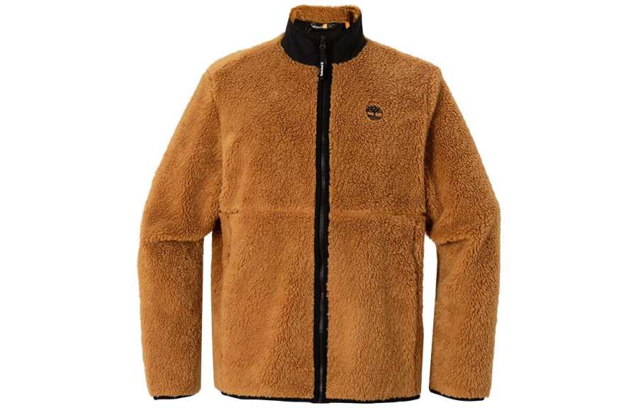 Timberland Velvet Jackets Men's Brown Stand Collar Moderate