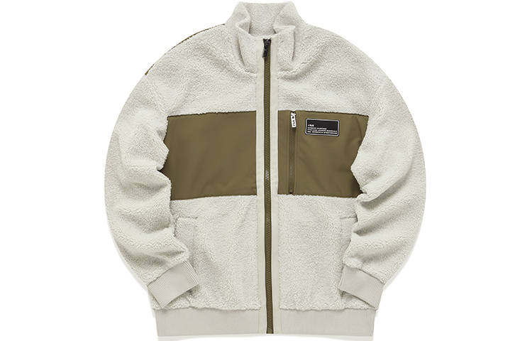 FILA Velvet Jackets Men's Light Green Stand Collar Thickened