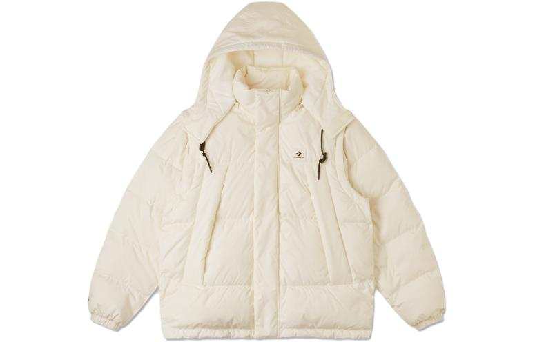 Converse Converse Down Jackets Unisex Ivory Hooded Moderate Down Jacket