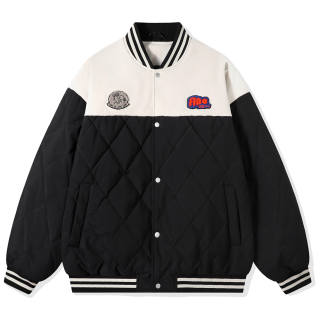 FIDO DIDO Puffer Jackets Unisex Baseball Collar Thickened