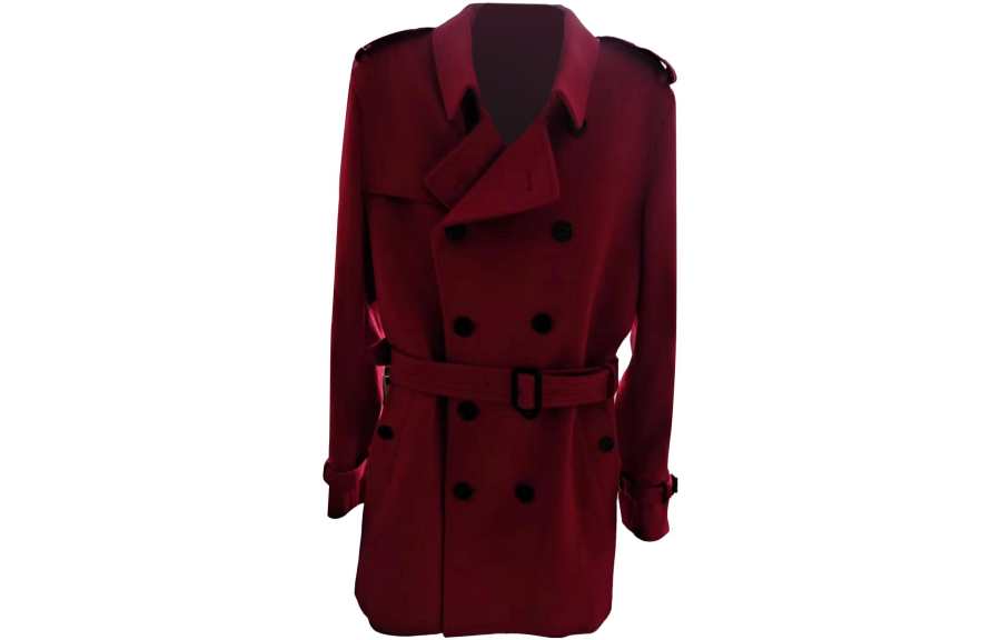 Burberry Coats Men's Dark Red Lapel Moderate Straight Fit