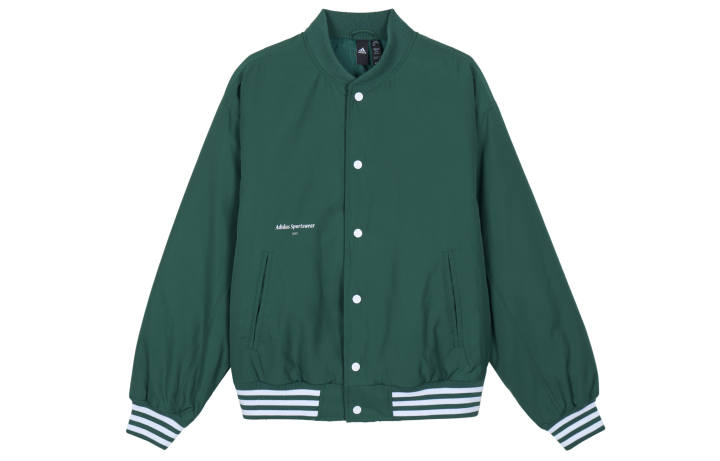Adidas Adidas Puffer Jackets Men's Forest Green/White Baseball Collar Moderate Puffer Jacket