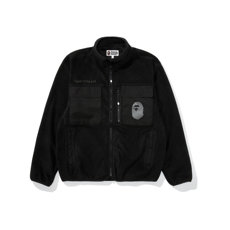 A BATHING APE A BATHING APE Monkey, Solid Color Multi Pocket Thickened And Fleece Lined Polar Fleece Coat Men's
