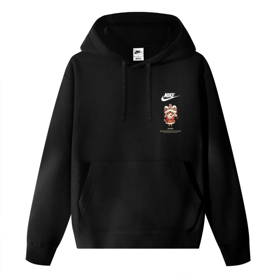 Nike Nike Sportswear ClubCNY Fleece Lined Dog Strong And Prosperous Print Hooded Letter Pullover Long Sleeved Sweatshirt