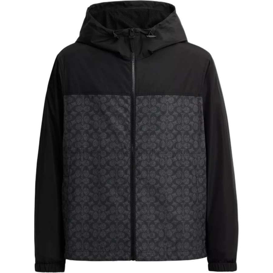 COACH Signature Full Zip Windbreaker In Recycled Polyester Jackets & Coats Men's Black