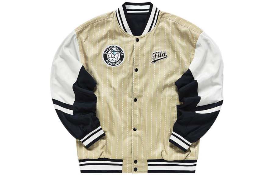 FILA FUSION Baseball Jerseys Men's Mud Khaki Baseball Collar Moderate Straight Fit