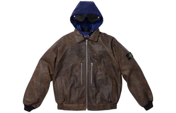 Supreme Supreme Stone Island Leather Bomber Jacket