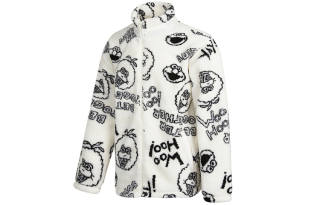 Adidas Neo X SESAME STREET Sesame Street Co Branded Collection Velvet Jackets Unisex White Stand Collar Moderate