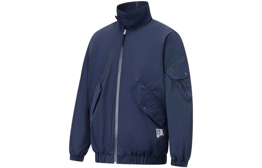 Li-Ning Li Ning Puffer Jackets Men's Ink Blue Stand Collar Moderate Puffer Jacket