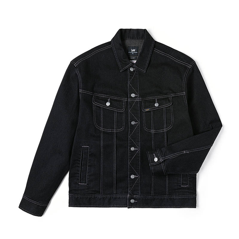 Lee Lee Denim Jackets Men's Black Lapel Moderate Straight Fit