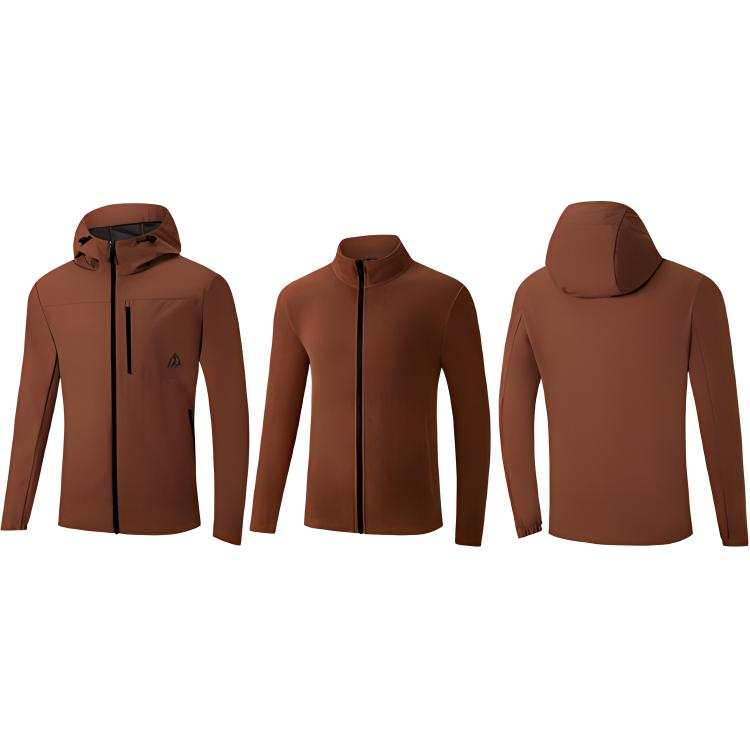 361° Three in One Fleece Hooded Long Sleeved Water repellent Windbreaker Jacket Unisex Coffee Shop Brown
