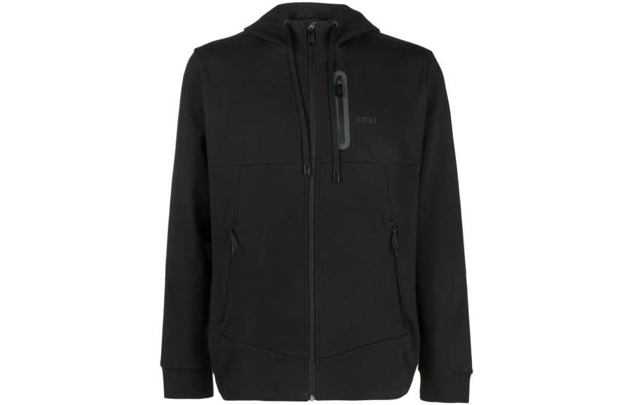 Hugo Boss logo-embossed cotton blend hooded jacket