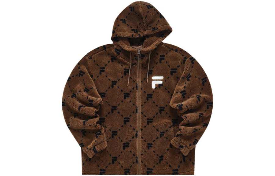 FILA FUSION QR Velvet Jackets Unisex Brown Hooded Moderate